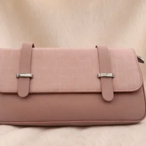Majexia Blush Pink Textured Flap Handbag – Elegant Everyday Shoulder Bag