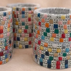 Majexia Mosaic Crystal Bangle Stack – Multicolor