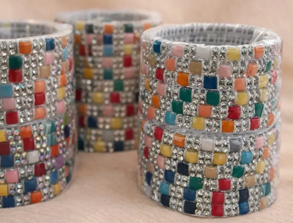 Majexia Mosaic Crystal Bangle Stack – Multicolor