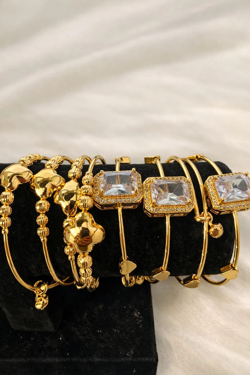 Majexia 2 Crystal Accented Gold Bangles Set